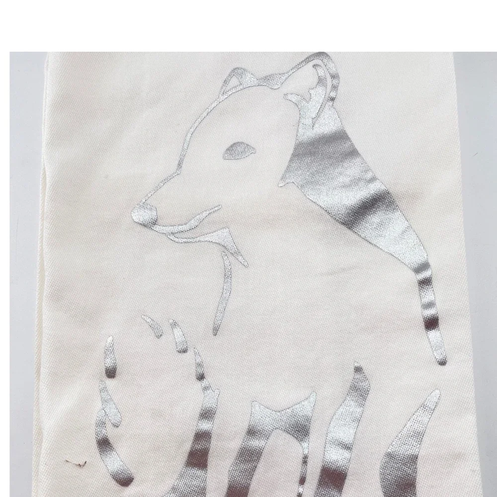 4 Pottery Barn Arctic Animal Tea Towels Silver Metallic White Cotton 20x30
